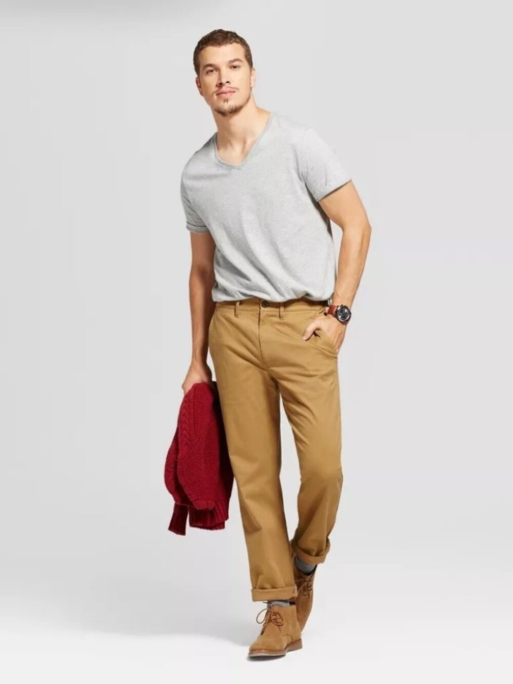 2/$30 Goodfellow & Co Hennepin Chino Mid Rise Straight Leg Dapper Brown #A4768
